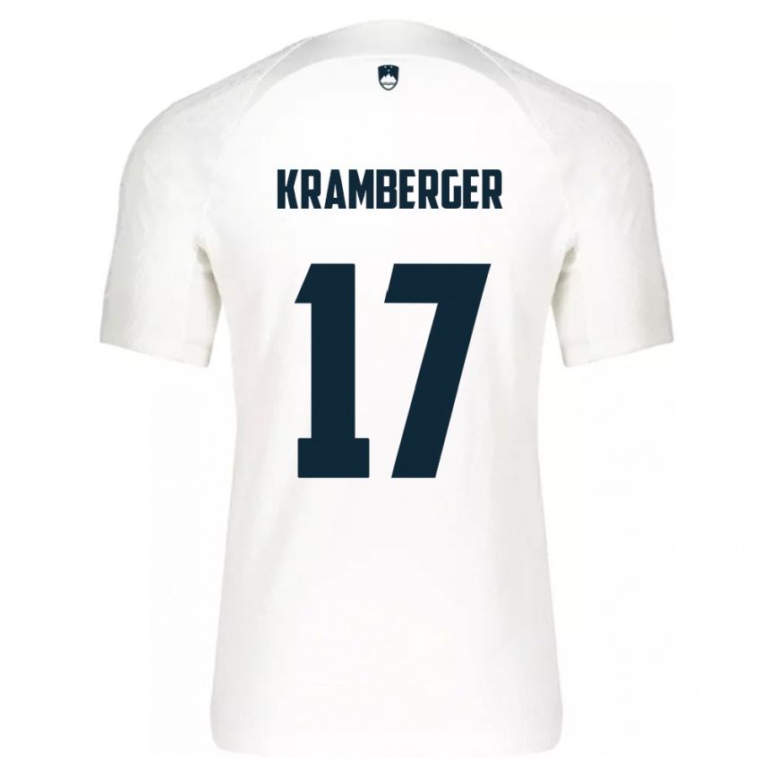 Niño Fútbol Camiseta Eslovenia Enej Kramberger #17 Blanco 1ª Equipación 24-26