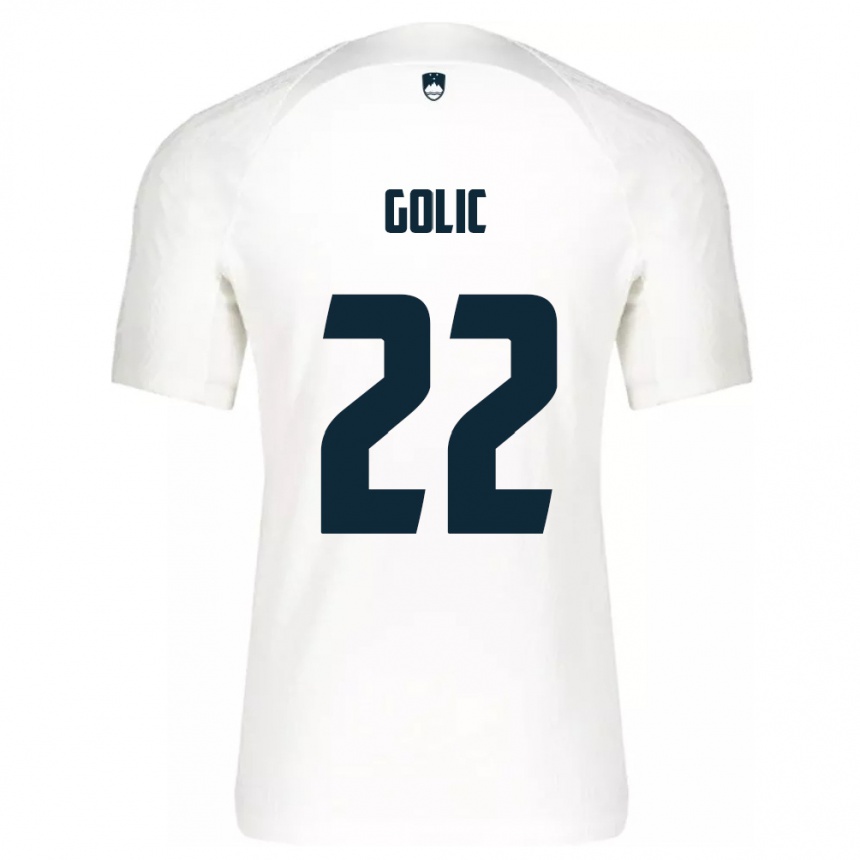 Niño Fútbol Camiseta Eslovenia Tilen Golic #22 Blanco 1ª Equipación 24-26