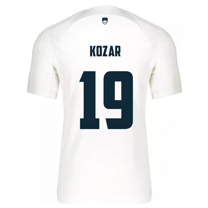 Niño Fútbol Camiseta Eslovenia Kristjan Kozar #19 Blanco 1ª Equipación 24-26