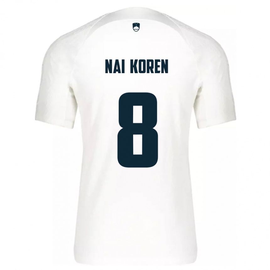 Niño Fútbol Camiseta Eslovenia Tian Nai Koren #8 Blanco 1ª Equipación 24-26