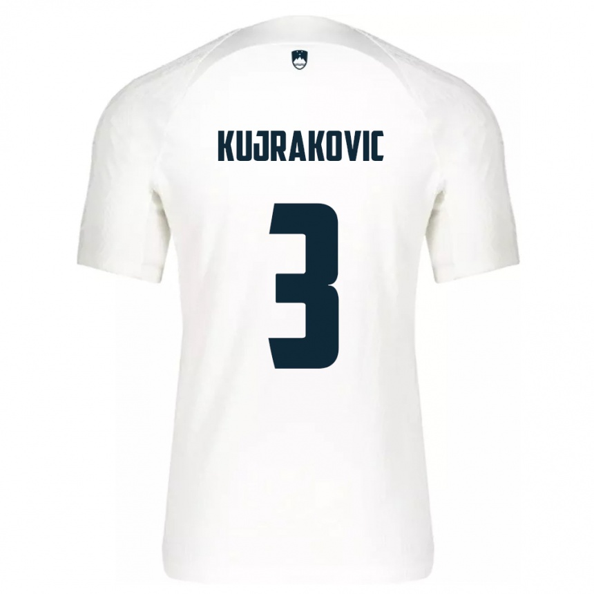 Niño Fútbol Camiseta Eslovenia Minel Kujrakovic #3 Blanco 1ª Equipación 24-26