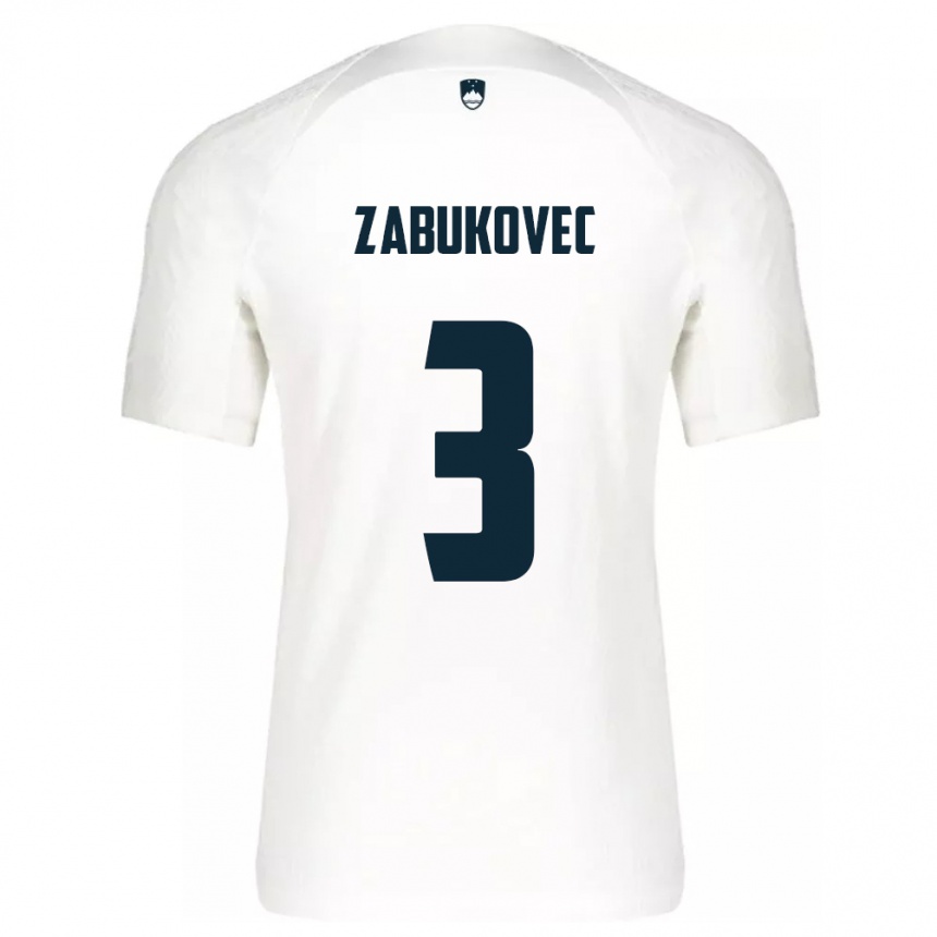 Niño Fútbol Camiseta Eslovenia Anze Zabukovec #3 Blanco 1ª Equipación 24-26