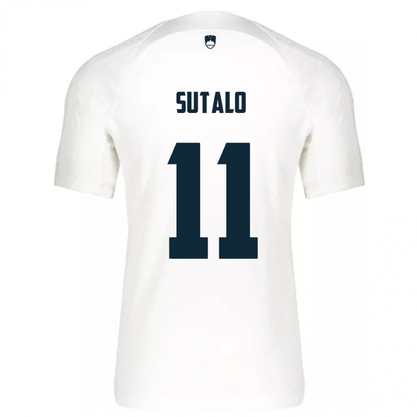 Niño Fútbol Camiseta Eslovenia Aleksej Sutalo #11 Blanco 1ª Equipación 24-26