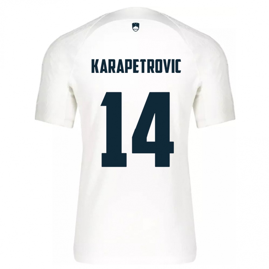 Niño Fútbol Camiseta Eslovenia Luka Karapetrovic #14 Blanco 1ª Equipación 24-26