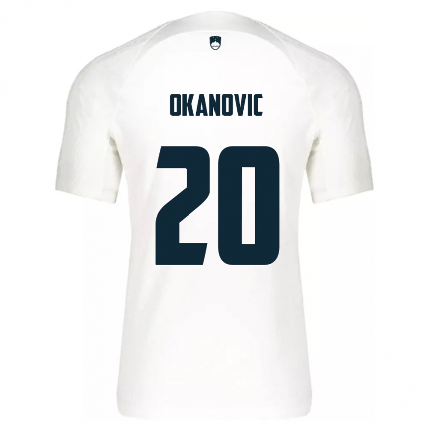 Niño Fútbol Camiseta Eslovenia Deen Okanovic #20 Blanco 1ª Equipación 24-26