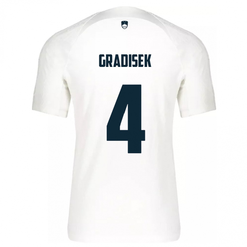 Niño Fútbol Camiseta Eslovenia Sara Gradišek #4 Blanco 1ª Equipación 24-26