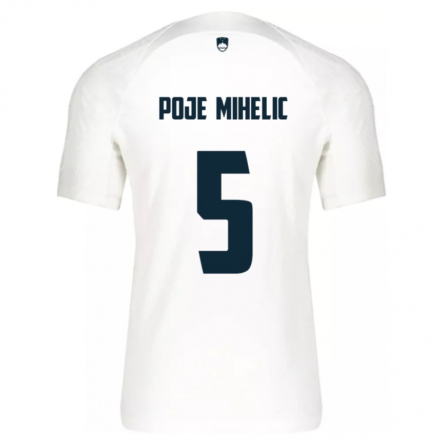 Niño Fútbol Camiseta Eslovenia Naja Poje Mihelič #5 Blanco 1ª Equipación 24-26