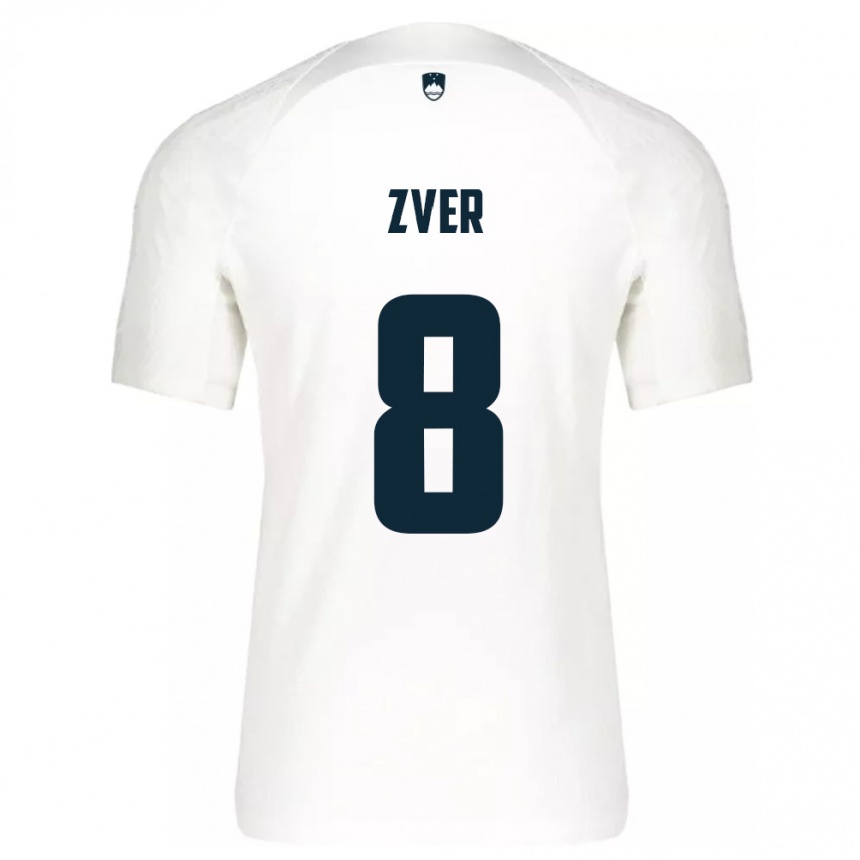 Niño Fútbol Camiseta Eslovenia Mateja Zver #8 Blanco 1ª Equipación 24-26