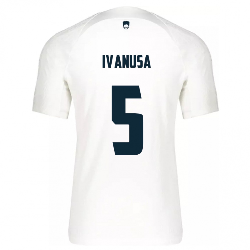 Niño Fútbol Camiseta Eslovenia Lara Ivanuša #5 Blanco 1ª Equipación 24-26