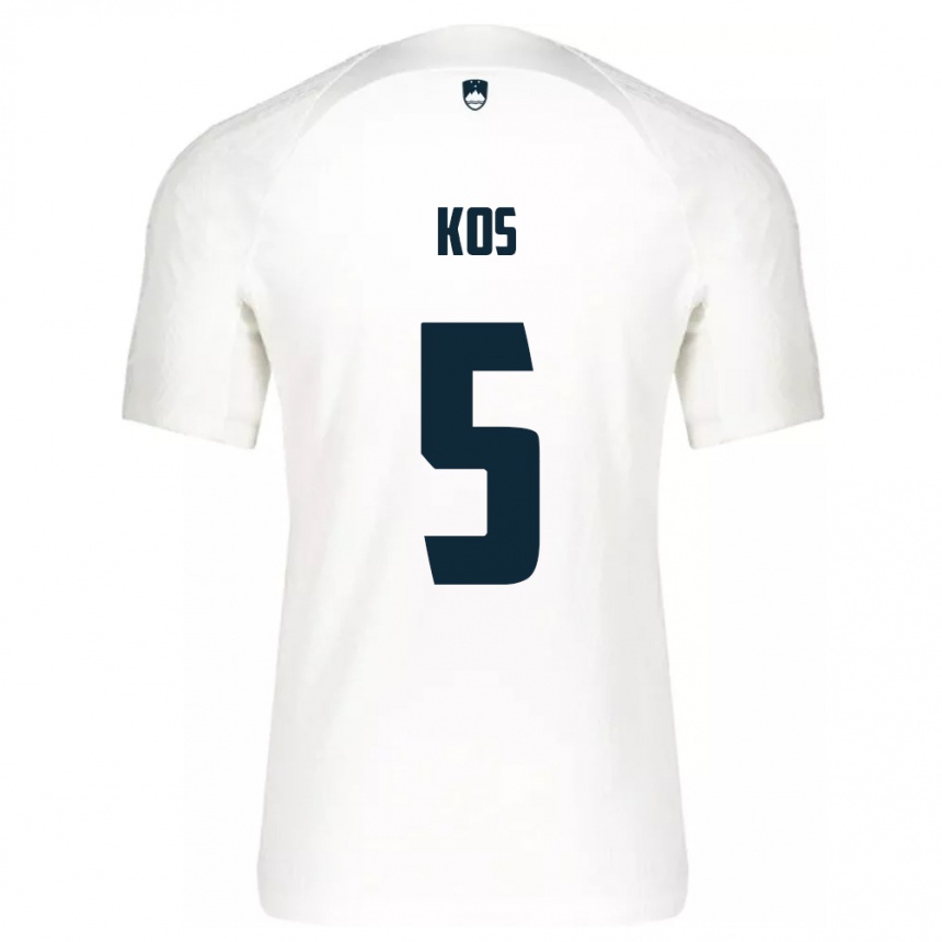 Niño Fútbol Camiseta Eslovenia Evelina Kos #5 Blanco 1ª Equipación 24-26