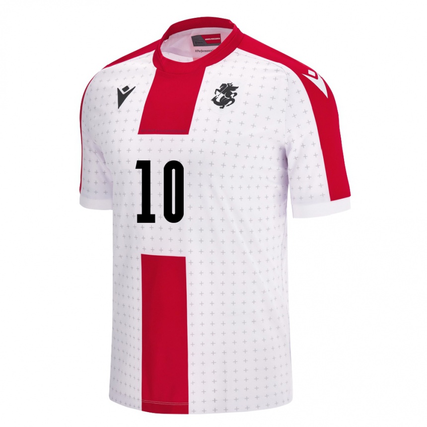 Niño Fútbol Camiseta Georgia Nikoloz Kvelashvili #10 Blanco 1ª Equipación 24-26