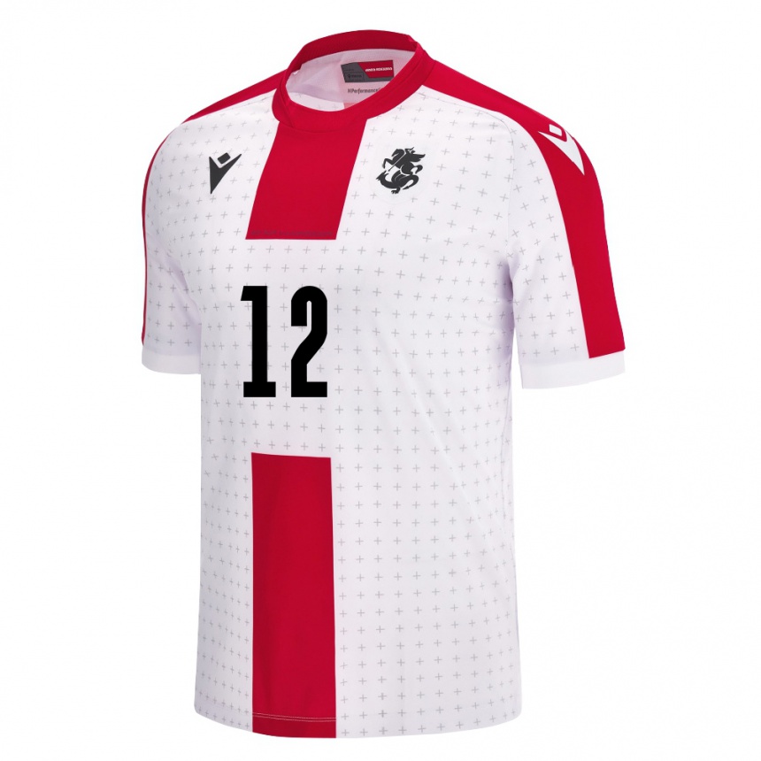 Niño Fútbol Camiseta Georgia Luka Gugeshashvili #12 Blanco 1ª Equipación 24-26