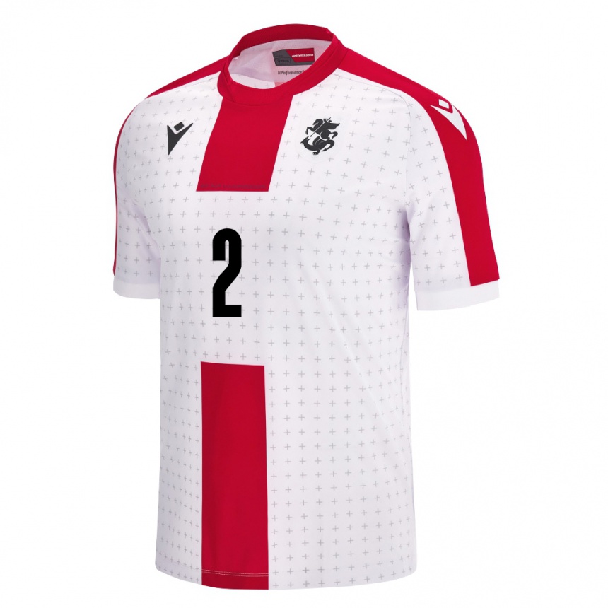 Niño Fútbol Camiseta Georgia Zurab Rukhadze #2 Blanco 1ª Equipación 24-26