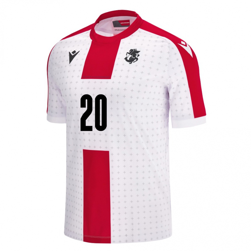 Niño Fútbol Camiseta Georgia Jaba Kankava #20 Blanco 1ª Equipación 24-26