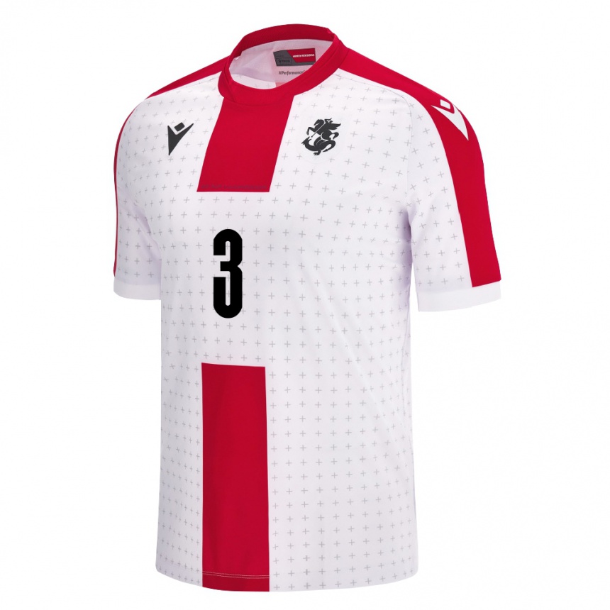 Niño Fútbol Camiseta Georgia Mariami Janikashvili #3 Blanco 1ª Equipación 24-26