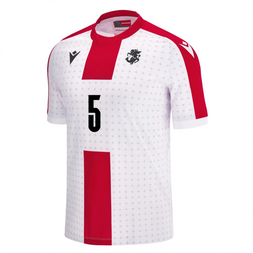 Niño Fútbol Camiseta Georgia Solomon Kvirkvelia #5 Blanco 1ª Equipación 24-26