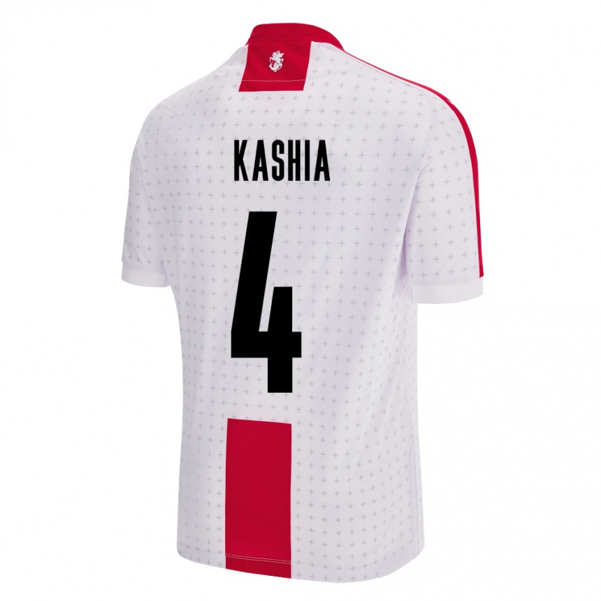 Niño Fútbol Camiseta Georgia Guram Kashia #4 Blanco 1ª Equipación 24-26