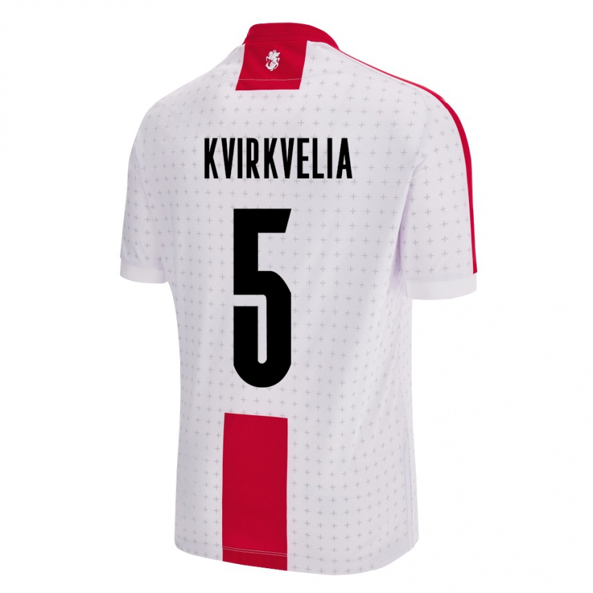 Niño Fútbol Camiseta Georgia Solomon Kvirkvelia #5 Blanco 1ª Equipación 24-26