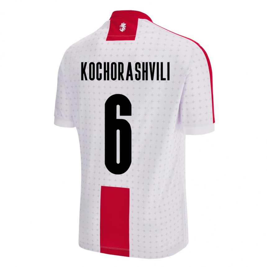 Niño Fútbol Camiseta Georgia Giorgi Kochorashvili #6 Blanco 1ª Equipación 24-26