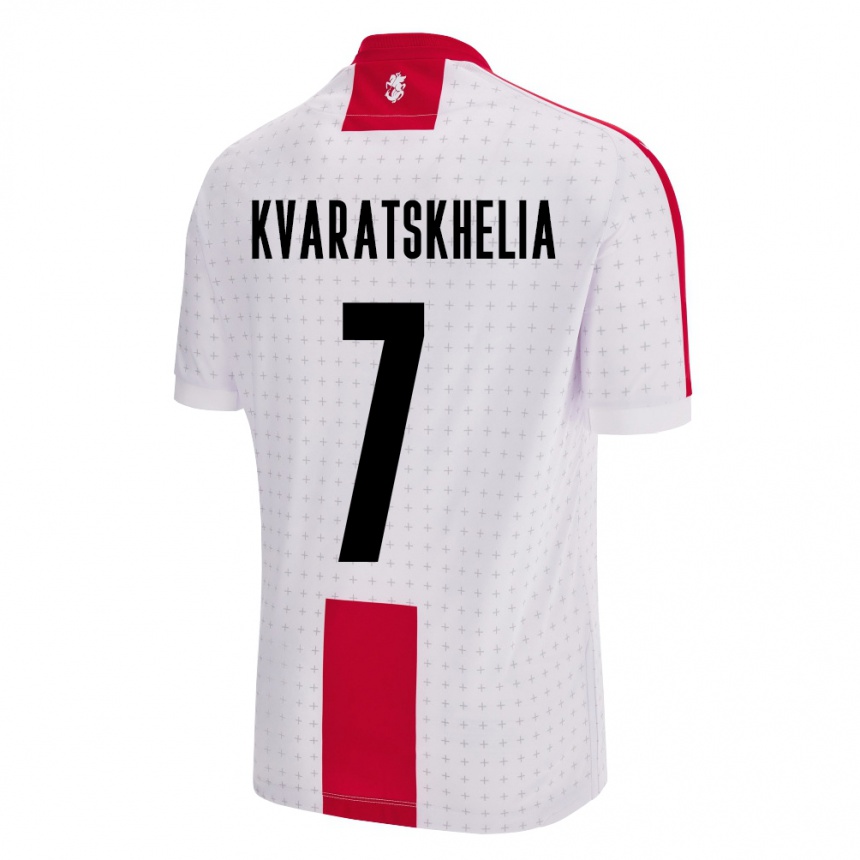Niño Fútbol Camiseta Georgia Khvicha Kvaratskhelia #7 Blanco 1ª Equipación 24-26