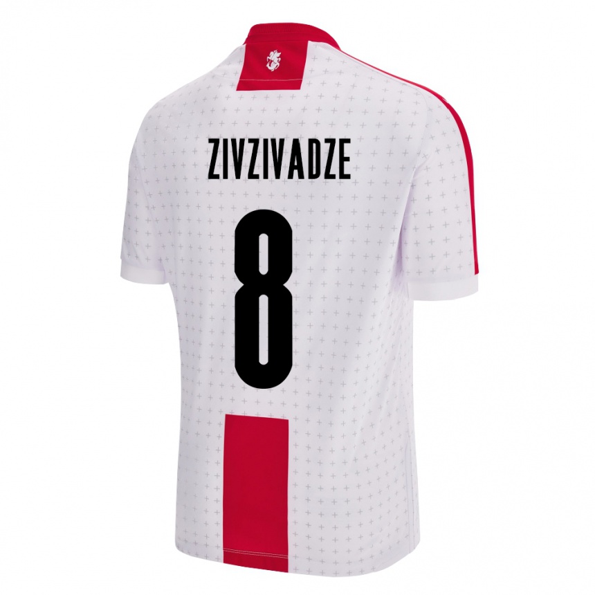 Niño Fútbol Camiseta Georgia Budu Zivzivadze #8 Blanco 1ª Equipación 24-26