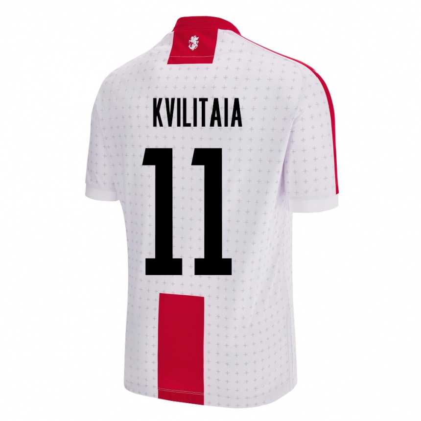 Niño Fútbol Camiseta Georgia Giorgi Kvilitaia #11 Blanco 1ª Equipación 24-26