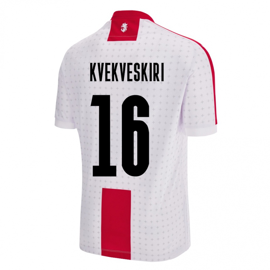 Niño Fútbol Camiseta Georgia Nika Kvekveskiri #16 Blanco 1ª Equipación 24-26