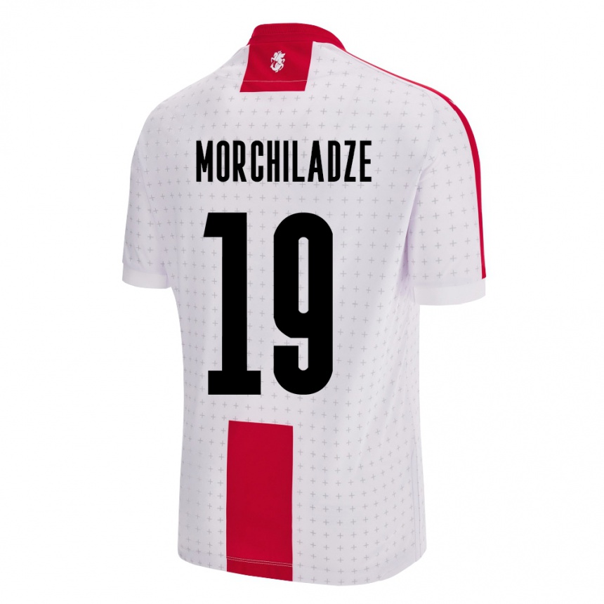 Niño Fútbol Camiseta Georgia Tornike Morchiladze #19 Blanco 1ª Equipación 24-26