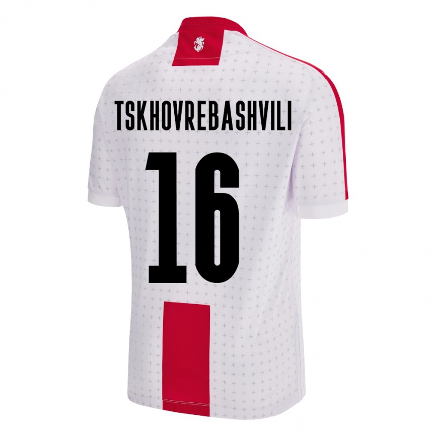 Niño Fútbol Camiseta Georgia Nikoloz Tskhovrebashvili #16 Blanco 1ª Equipación 24-26