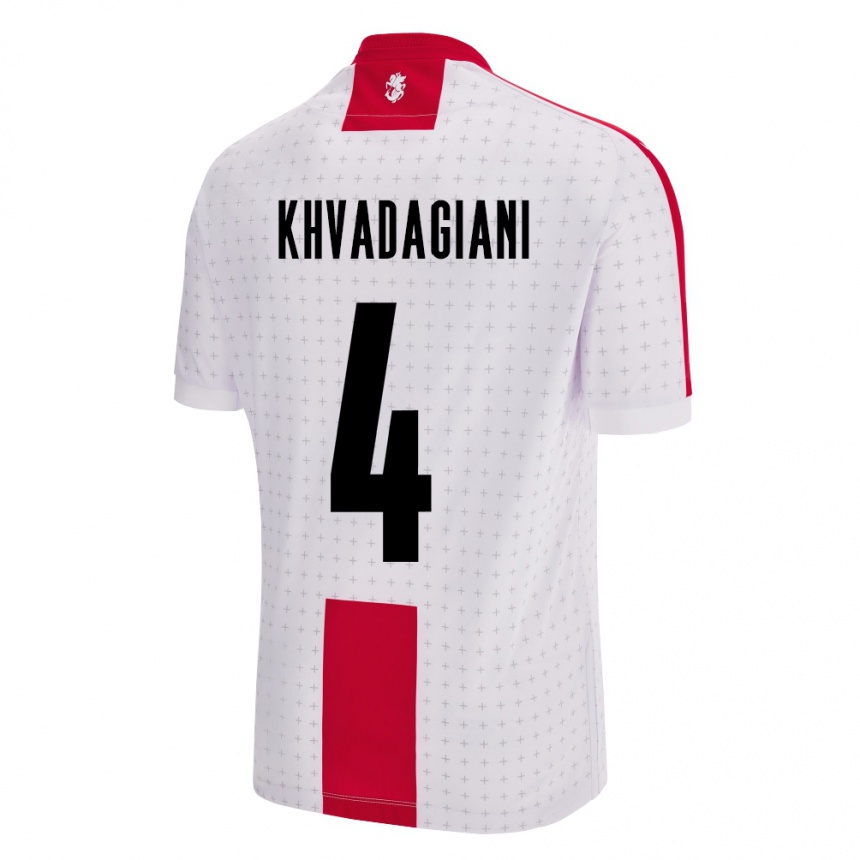 Niño Fútbol Camiseta Georgia Saba Khvadagiani #4 Blanco 1ª Equipación 24-26