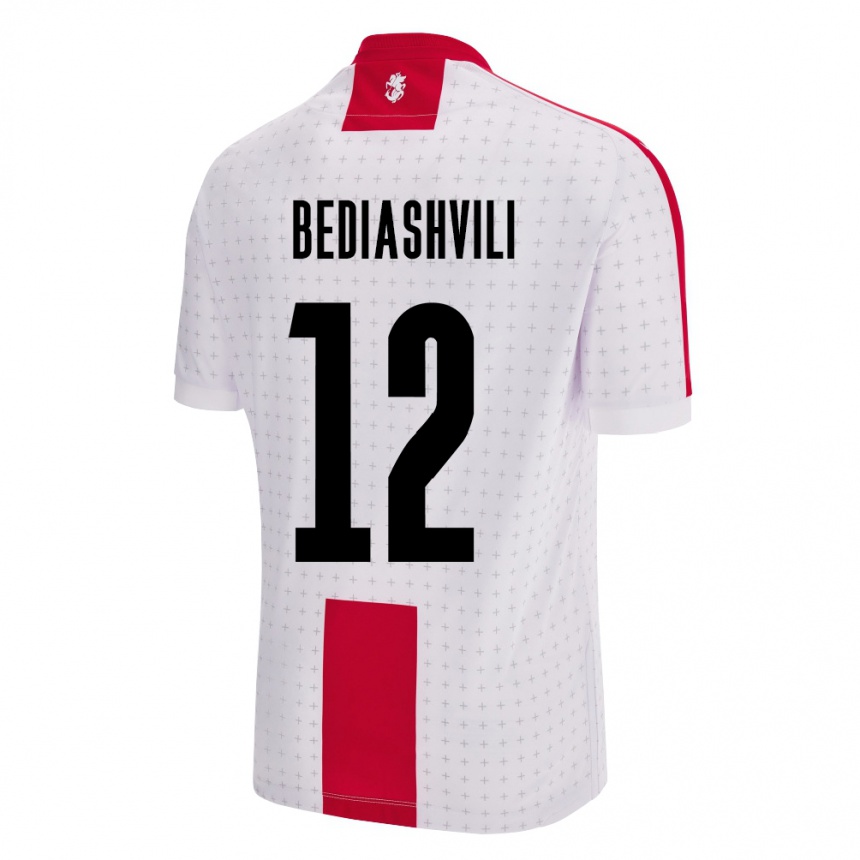 Niño Fútbol Camiseta Georgia Giorgi Bediashvili #12 Blanco 1ª Equipación 24-26