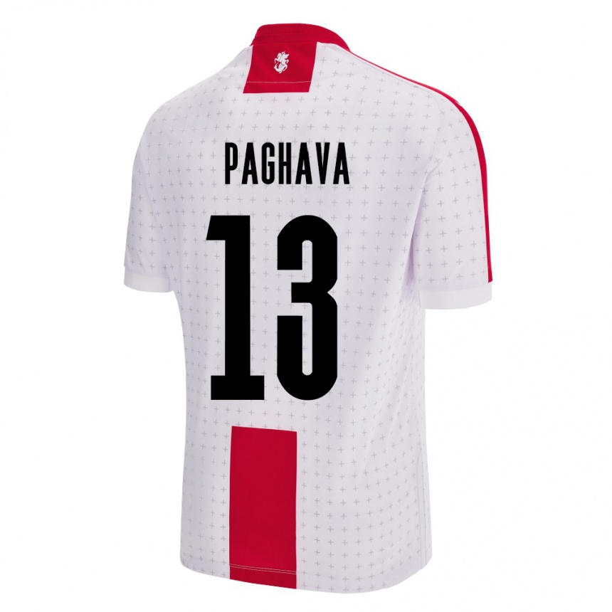 Niño Fútbol Camiseta Georgia Davit Paghava #13 Blanco 1ª Equipación 24-26