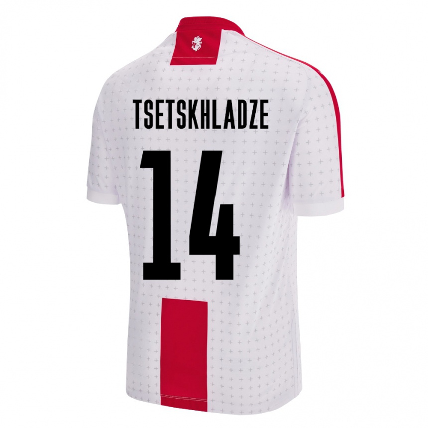 Niño Fútbol Camiseta Georgia Nikoloz Tsetskhladze #14 Blanco 1ª Equipación 24-26