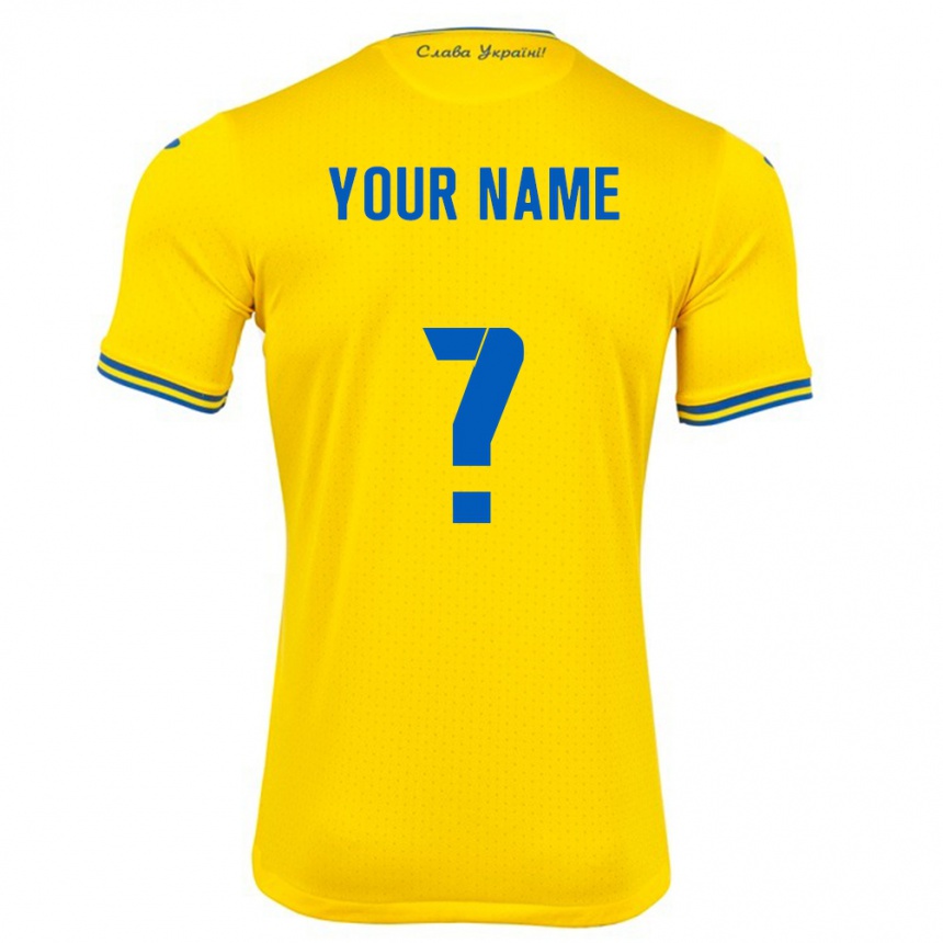 Niño Fútbol Camiseta Ucrania Su Nombre #0 Amarillo 1ª Equipación 24-26