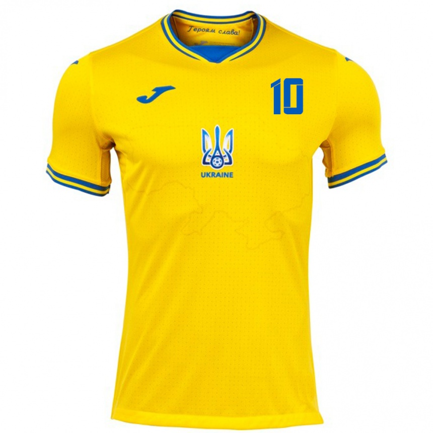 Niño Fútbol Camiseta Ucrania Nadiia Kunina #10 Amarillo 1ª Equipación 24-26