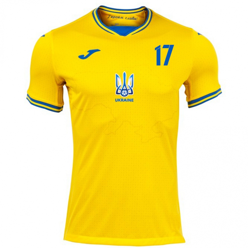 Niño Fútbol Camiseta Ucrania Oleksandr Zinchenko #17 Amarillo 1ª Equipación 24-26