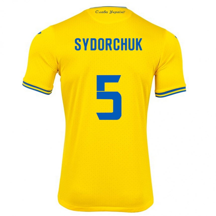 Niño Fútbol Camiseta Ucrania Sergiy Sydorchuk #5 Amarillo 1ª Equipación 24-26