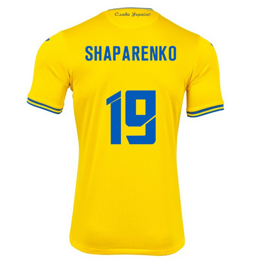 Niño Fútbol Camiseta Ucrania Mykola Shaparenko #19 Amarillo 1ª Equipación 24-26