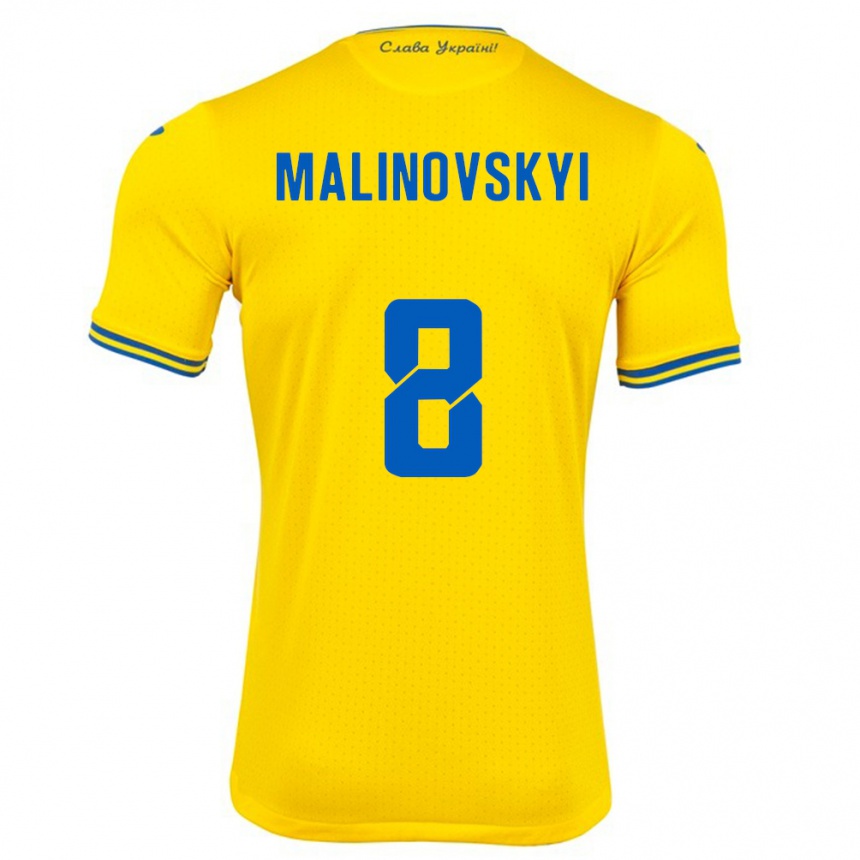 Niño Fútbol Camiseta Ucrania Ruslan Malinovskyi #8 Amarillo 1ª Equipación 24-26