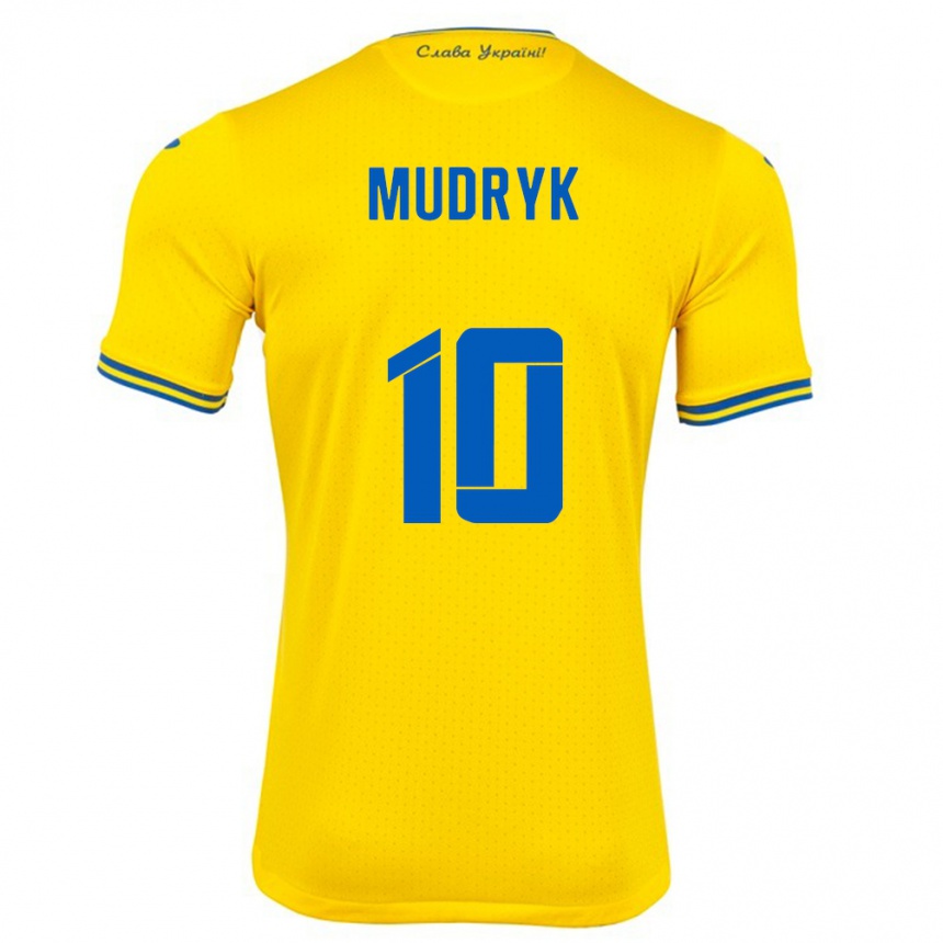 Niño Fútbol Camiseta Ucrania Mykhaylo Mudryk #10 Amarillo 1ª Equipación 24-26