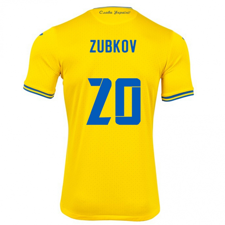 Niño Fútbol Camiseta Ucrania Oleksandr Zubkov #20 Amarillo 1ª Equipación 24-26