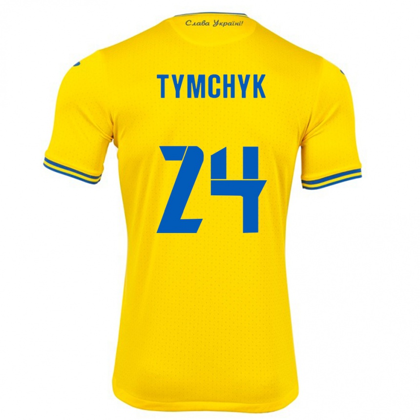 Niño Fútbol Camiseta Ucrania Oleksandr Tymchyk #24 Amarillo 1ª Equipación 24-26