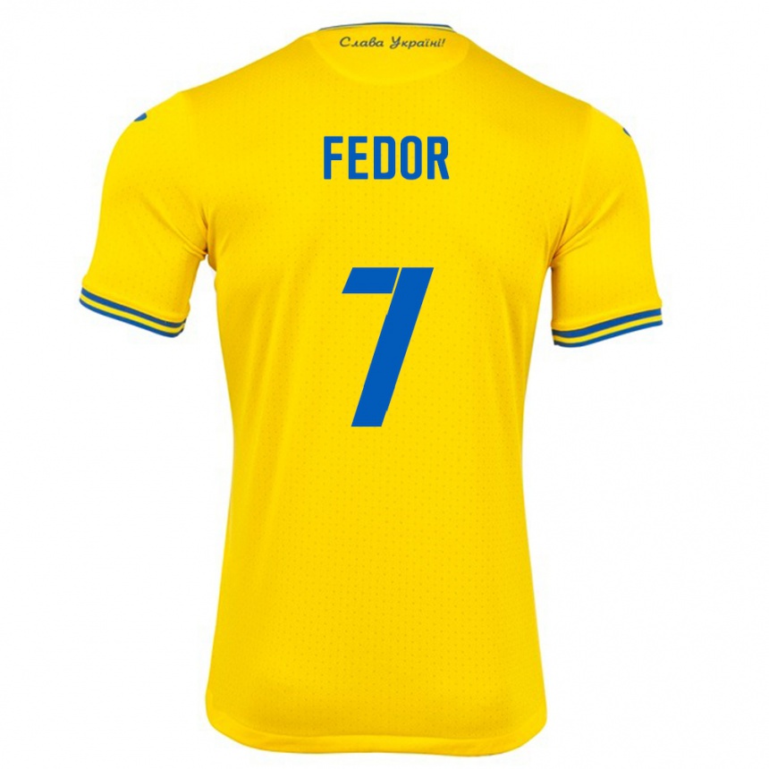 Niño Fútbol Camiseta Ucrania Oleg Fedor #7 Amarillo 1ª Equipación 24-26