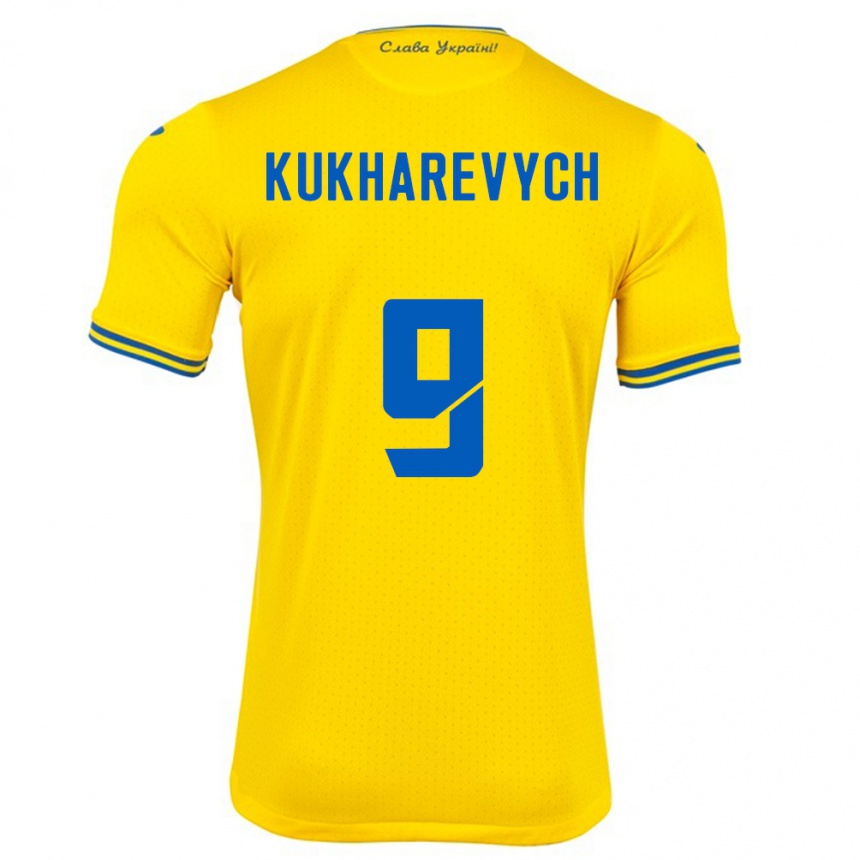 Niño Fútbol Camiseta Ucrania Mykola Kukharevych #9 Amarillo 1ª Equipación 24-26