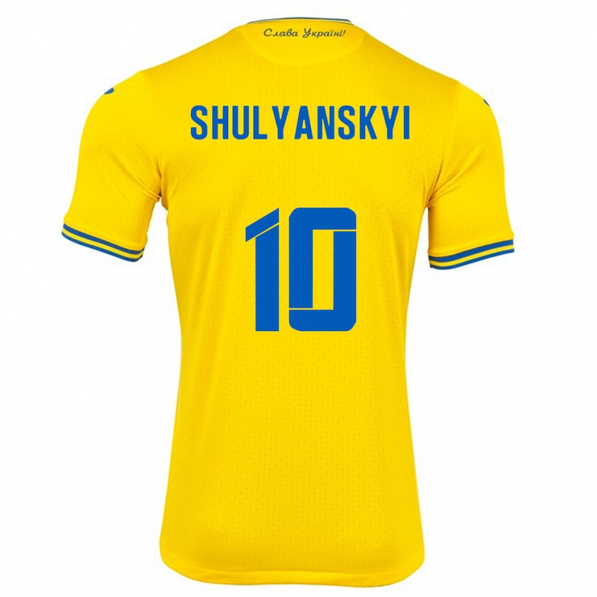 Niño Fútbol Camiseta Ucrania Artem Shulyanskyi #10 Amarillo 1ª Equipación 24-26