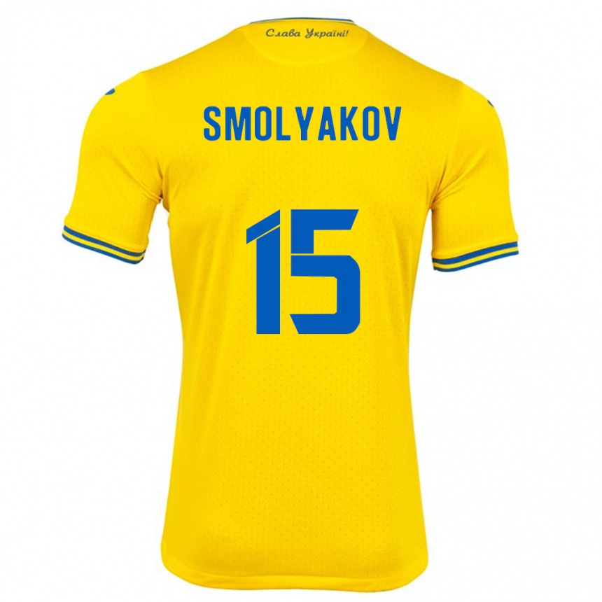 Niño Fútbol Camiseta Ucrania Artem Smolyakov #15 Amarillo 1ª Equipación 24-26