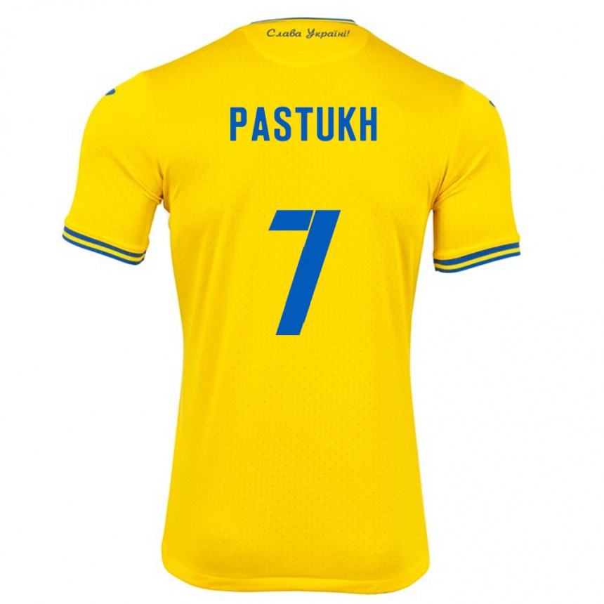 Niño Fútbol Camiseta Ucrania Yevgeniy Pastukh #7 Amarillo 1ª Equipación 24-26