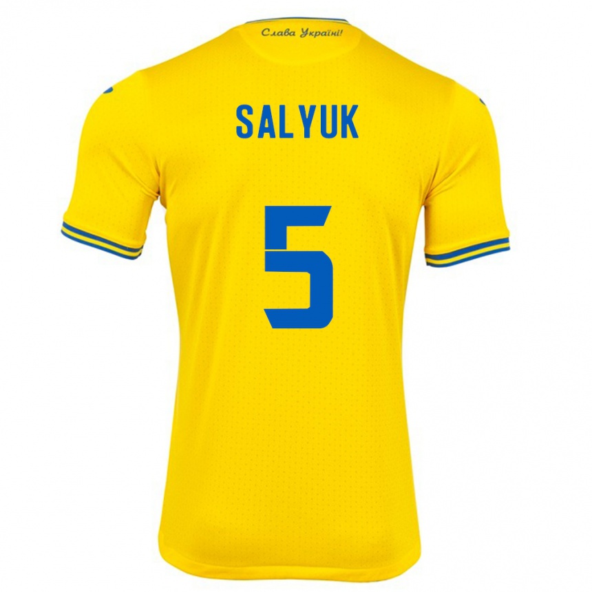 Niño Fútbol Camiseta Ucrania Volodymyr Salyuk #5 Amarillo 1ª Equipación 24-26