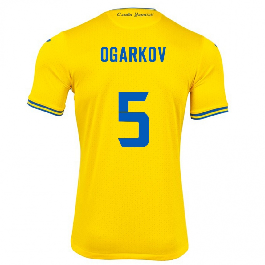 Niño Fútbol Camiseta Ucrania Mykola Ogarkov #5 Amarillo 1ª Equipación 24-26