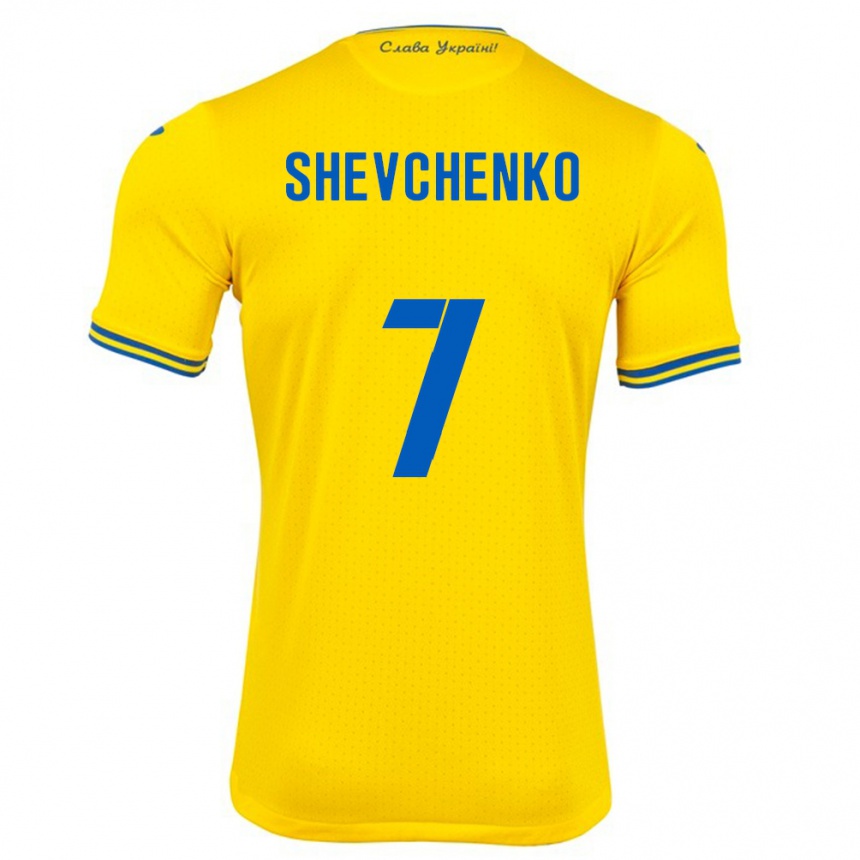 Niño Fútbol Camiseta Ucrania Kristian Shevchenko #7 Amarillo 1ª Equipación 24-26